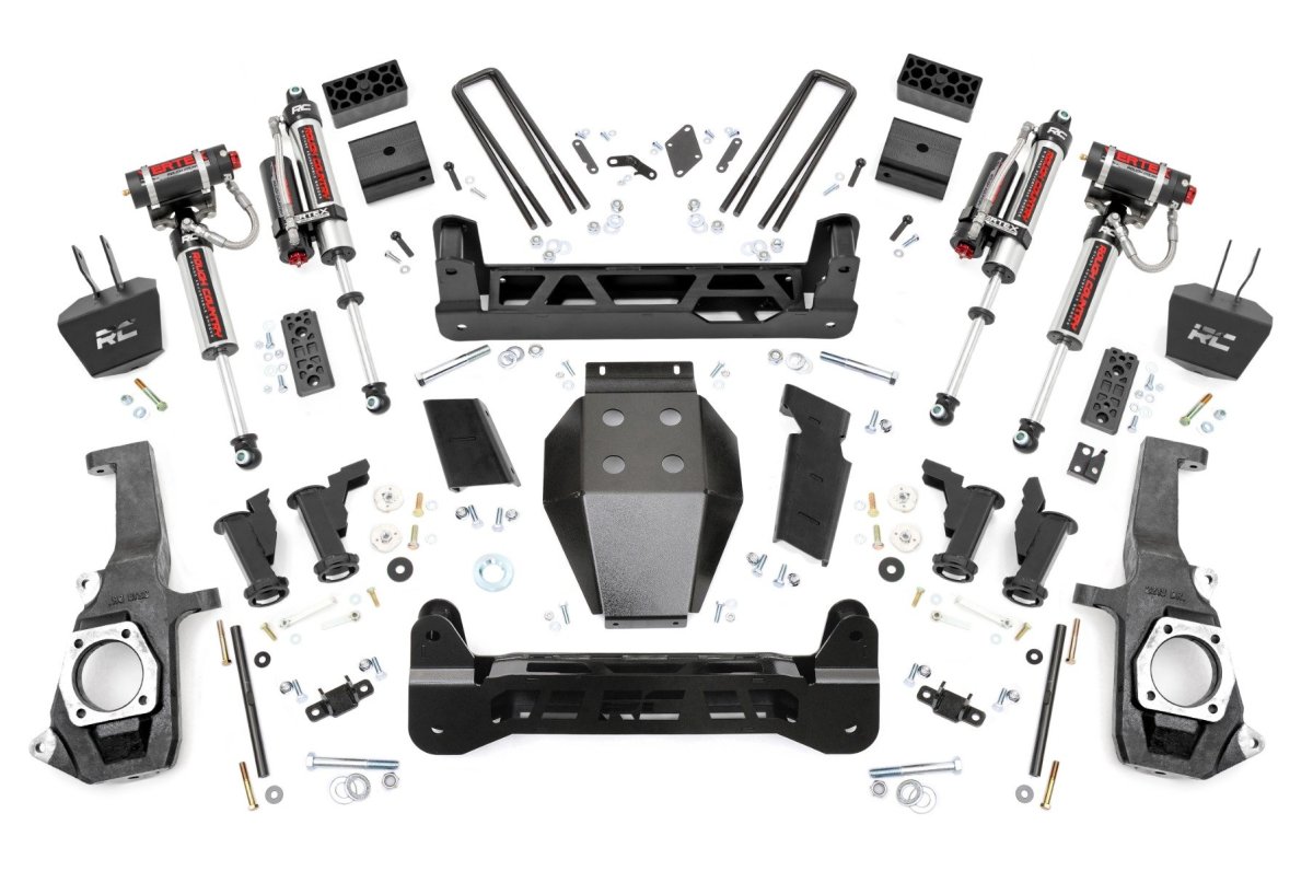 GMC Sierra 3500 HD Suspension Lift Kit - Rough Country - Torsion Drop, Vertex - Hammer Black - '11-'19